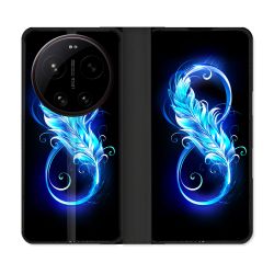 Housse Cuir Portefeuille Pour Xiaomi 17 Ultra Texture Plume Infini Bleu