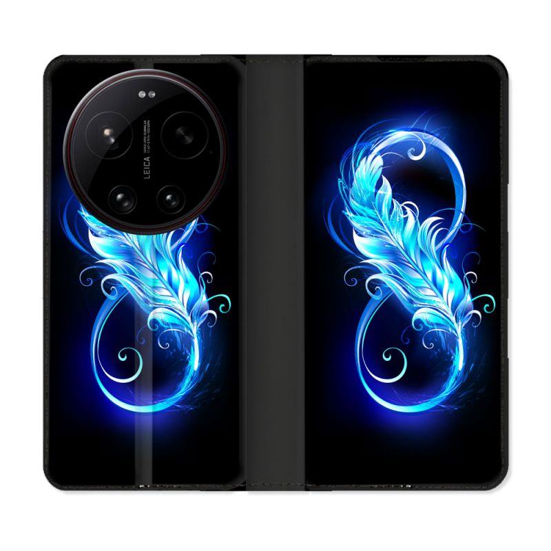 Housse Cuir Portefeuille Pour Xiaomi 17 Ultra Texture Plume Infini Bleu