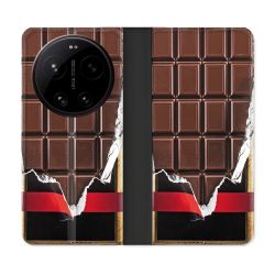 Housse Cuir Portefeuille Pour Xiaomi 17 Ultra Texture Trompe Oeil Chocolat