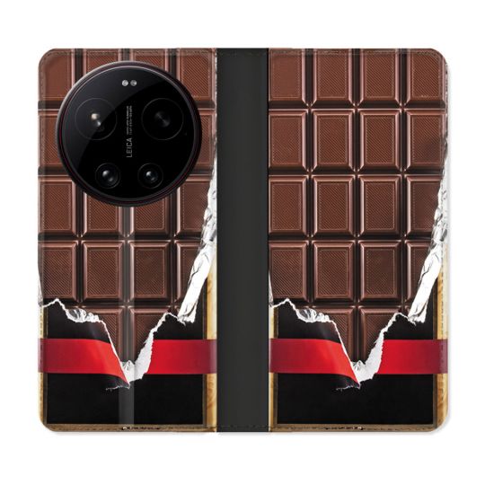 Housse Cuir Portefeuille Pour Xiaomi 17 Ultra Texture Trompe Oeil Chocolat