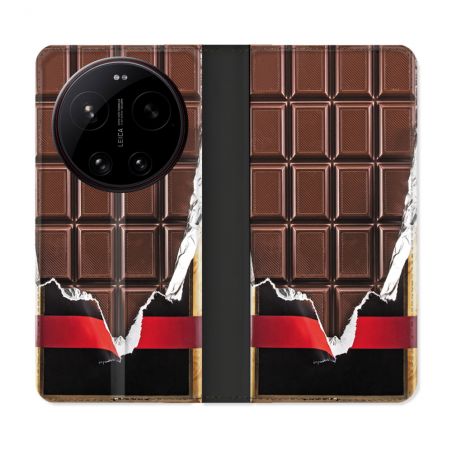 Housse Cuir Portefeuille Pour Xiaomi 17 Ultra Texture Trompe Oeil Chocolat