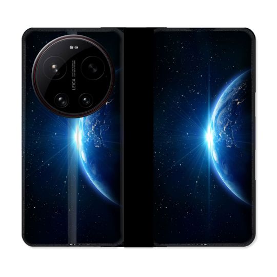 Housse Cuir Portefeuille Pour Xiaomi 17 Ultra Univers Planete Terre