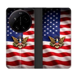 Housse Cuir Portefeuille Pour Xiaomi 17 Ultra Voyage Drapeau USA Etats Unis
