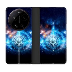 Housse Cuir Portefeuille Pour Xiaomi 17 Ultra Voyage Rose des Vents Stellaire