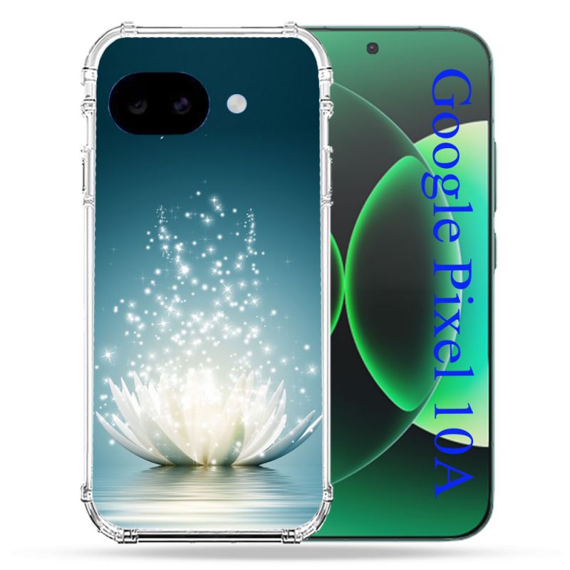 Coque Renforcée Pour Google Pixel 10A Fleur Lotus Blanc