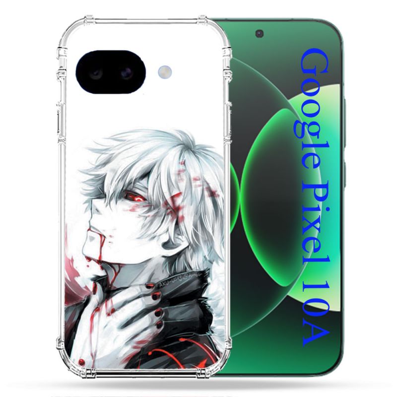 Coque Renforcée Pour Google Pixel 10A Manga Tokyo Ghoul Kaneki Blanc