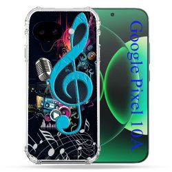 Coque Renforcée Pour Google Pixel 10A Musique Cle Sol Bleu