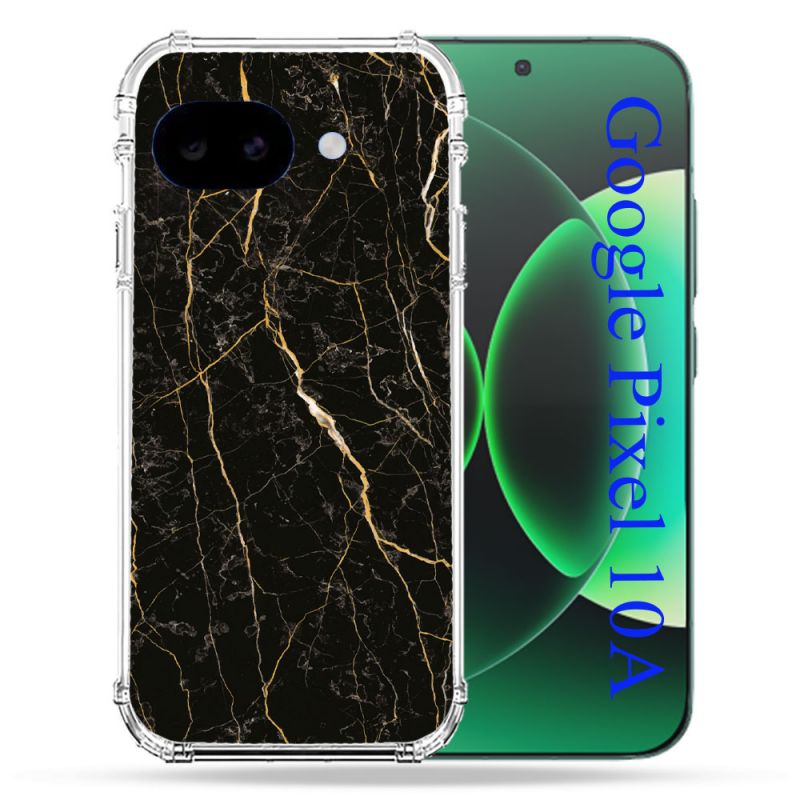 Coque Renforcée Pour Google Pixel 10A Texture Marbre Noir
