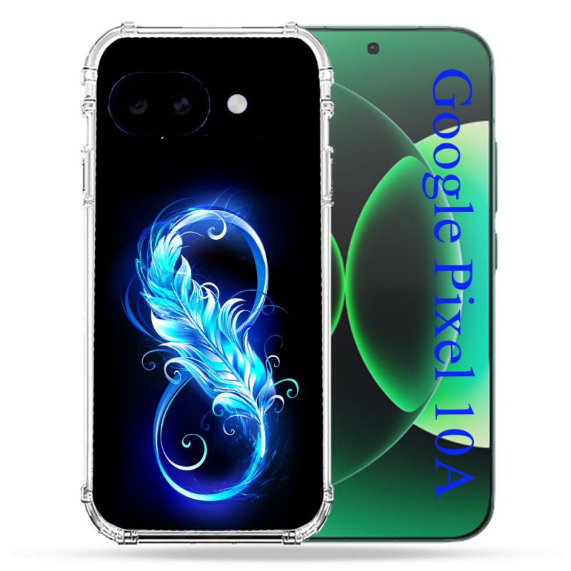 Coque Renforcée Pour Google Pixel 10A Texture Plume Infini Bleu