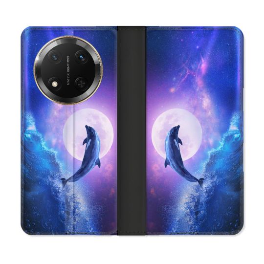 Housse cuir portefeuille Pour Honor Magic 7 Lite 5G Animal Dauphin Vague