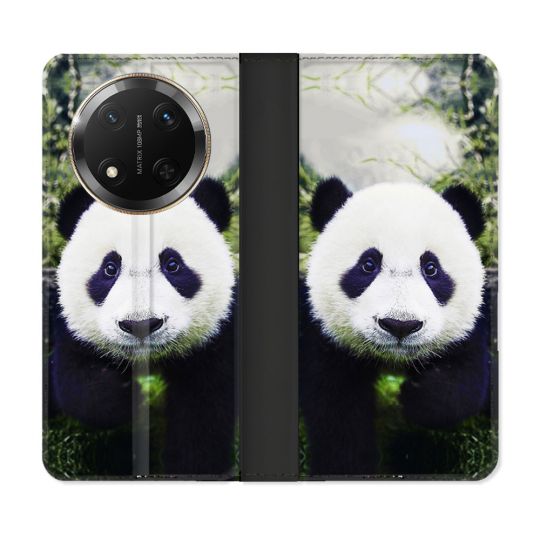 Housse cuir portefeuille Pour Honor Magic 7 Lite 5G Animal Panda Color