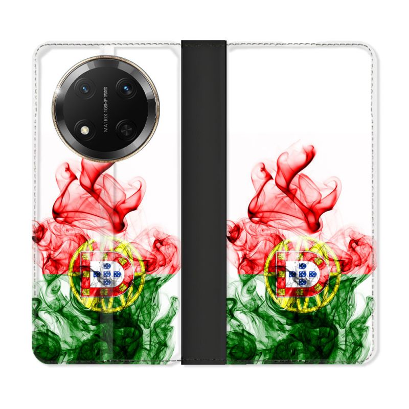 Housse cuir portefeuille Pour Honor Magic 7 Lite 5G Voyage Portugal Flamme