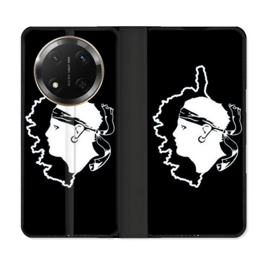 Housse cuir portefeuille Pour Honor Magic 7 Lite 5G Voyage Corse Noir