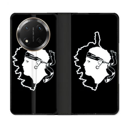 Housse cuir portefeuille Pour Honor Magic 7 Lite 5G Voyage Corse Noir