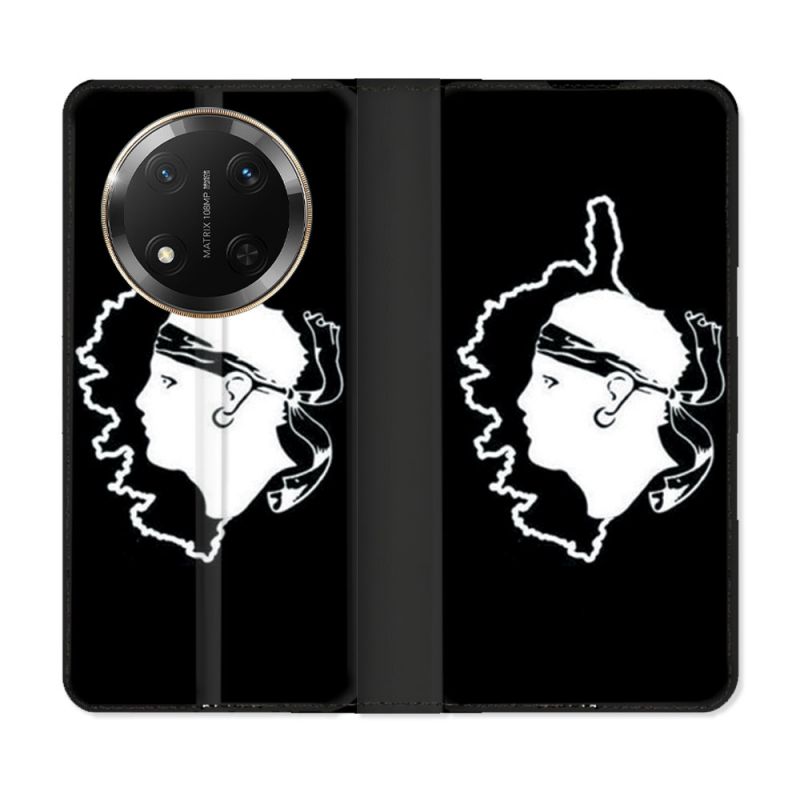 Housse cuir portefeuille Pour Honor Magic 7 Lite 5G Voyage Corse Noir