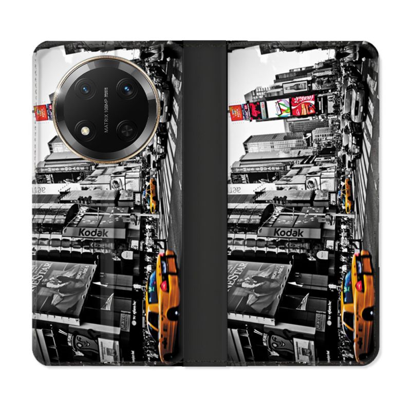 Housse cuir portefeuille Pour Honor Magic 7 Lite 5G Voyage Amerique USA New York Taxi