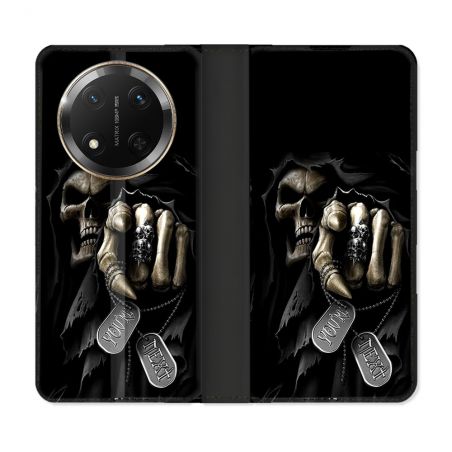 Housse cuir portefeuille Pour Honor Magic 7 Lite 5G Tete de Mort Your Next