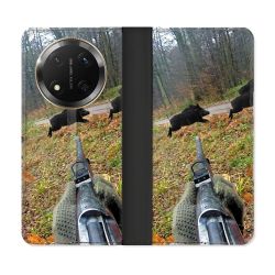 Housse cuir portefeuille Pour Honor Magic 7 Lite 5G Chasse Vision Tir
