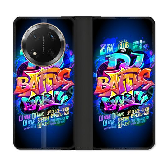 Housse cuir portefeuille Pour Honor Magic 7 Lite 5G Street Art Rap