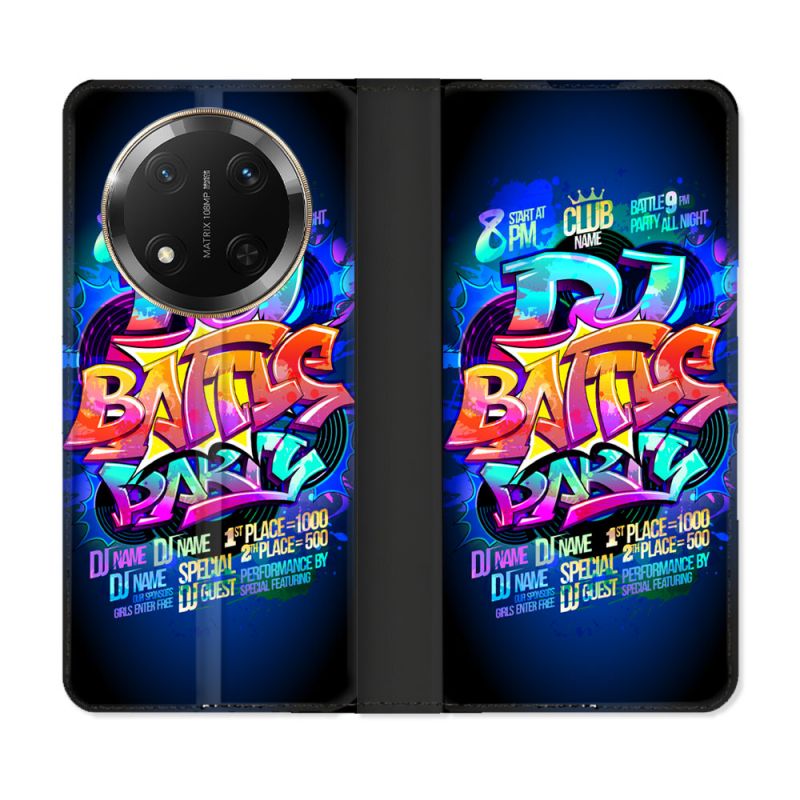 Housse cuir portefeuille Pour Honor Magic 7 Lite 5G Street Art Rap