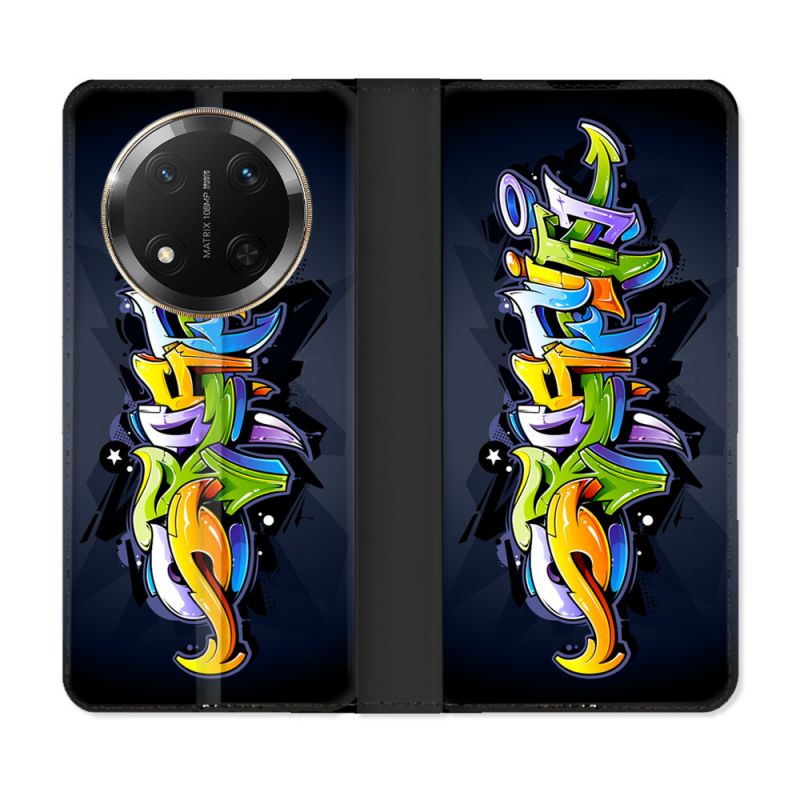 Housse cuir portefeuille Pour Honor Magic 7 Lite 5G Street Art Graffiti
