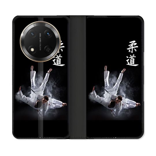 Housse cuir portefeuille Pour Honor Magic 7 Lite 5G Sport Judo Noir