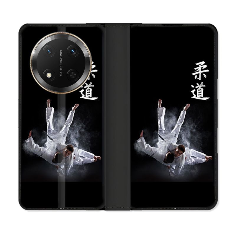 Housse cuir portefeuille Pour Honor Magic 7 Lite 5G Sport Judo Noir