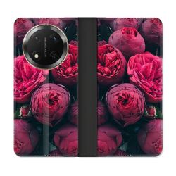 Housse cuir portefeuille Pour Honor Magic 7 Lite 5G Fleur Pivoine