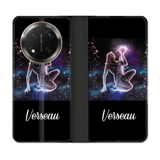 Housse cuir portefeuille Pour Honor Magic 7 Lite 5G Signe Zodiaque 2 Verseau