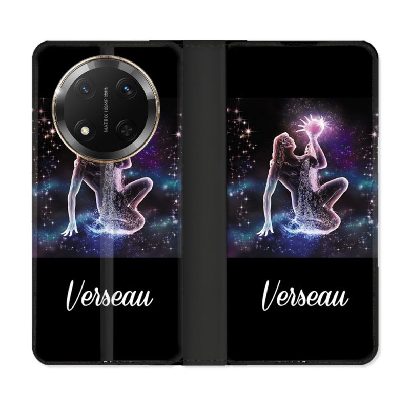 Housse cuir portefeuille Pour Honor Magic 7 Lite 5G Signe Zodiaque 2 Verseau