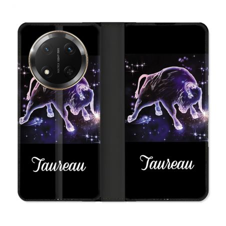 Housse cuir portefeuille Pour Honor Magic 7 Lite 5G Signe Zodiaque 2 Taureau