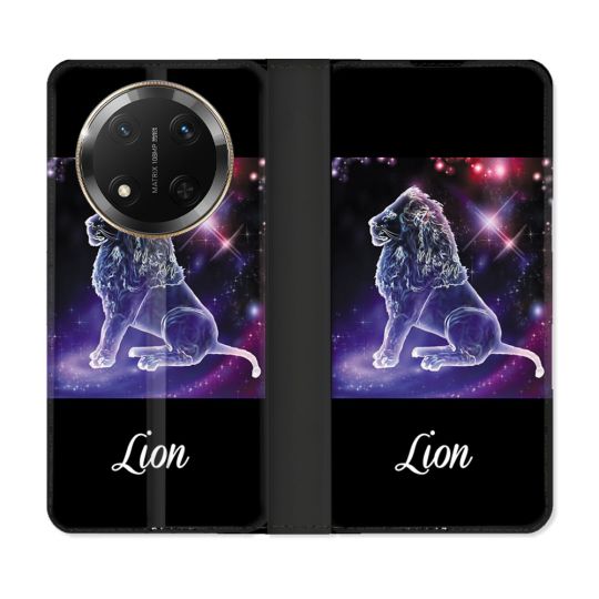 Housse cuir portefeuille Pour Honor Magic 7 Lite 5G Signe Zodiaque 2 Lion