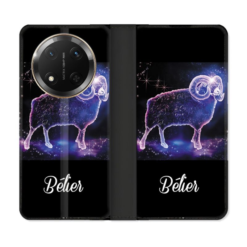 Housse cuir portefeuille Pour Honor Magic 7 Lite 5G Signe Zodiaque 2 Bélier