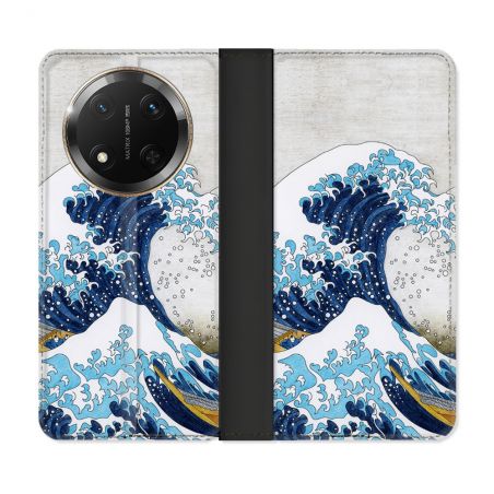 Housse cuir portefeuille Pour Honor Magic 7 Lite 5G Peinture La Grande Vague