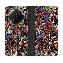 Housse cuir portefeuille Pour Honor Magic 7 Lite 5G Musique Rock Groupe