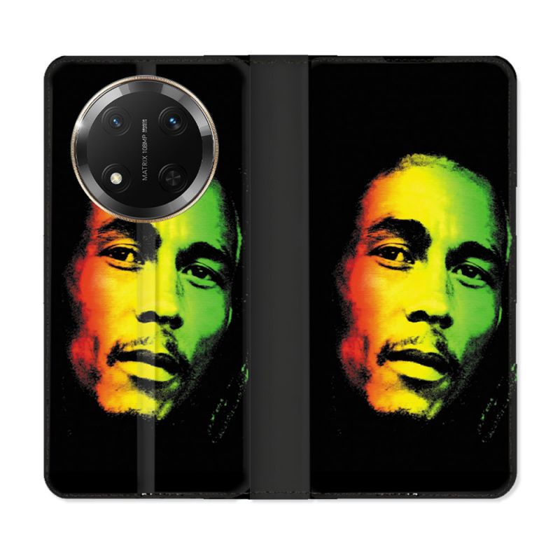 Housse cuir portefeuille Pour Honor Magic 7 Lite 5G Musique Bob Marley 2
