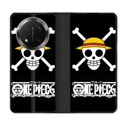 Housse cuir portefeuille Pour Honor Magic 7 Lite 5G Manga One Piece Tete de Mort
