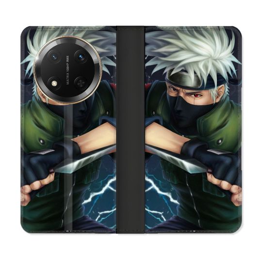Housse cuir portefeuille Pour Honor Magic 7 Lite 5G Manga Naruto Kakashi