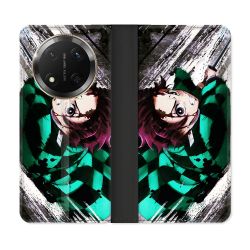 Housse cuir portefeuille Pour Honor Magic 7 Lite 5G Manga Demon Slayer Tanjiro