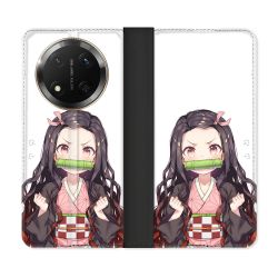 Housse cuir portefeuille Pour Honor Magic 7 Lite 5G Manga Demon Slayer Nezuko