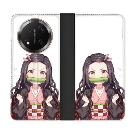 Housse cuir portefeuille Pour Honor Magic 7 Lite 5G Manga Demon Slayer Nezuko