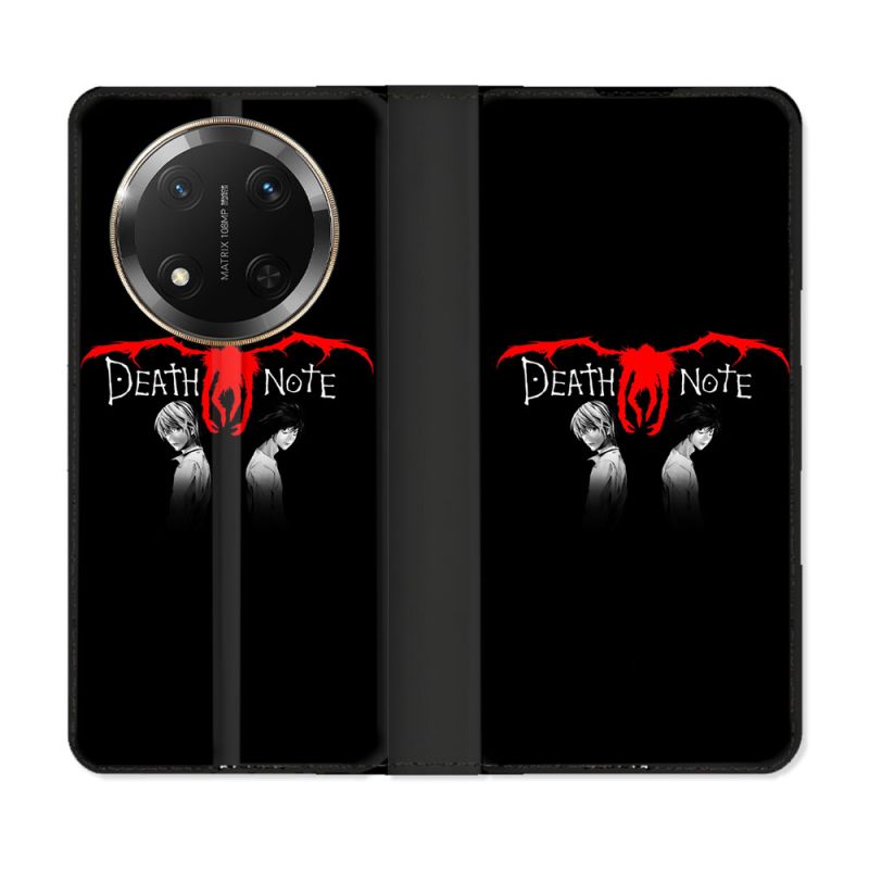 Housse cuir portefeuille Pour Honor Magic 7 Lite 5G Manga Death Note Noir