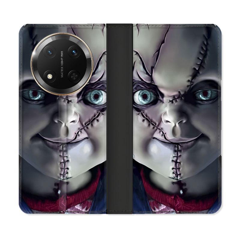 Housse cuir portefeuille Pour Honor Magic 7 Lite 5G Horreur Chucky Cicatrice