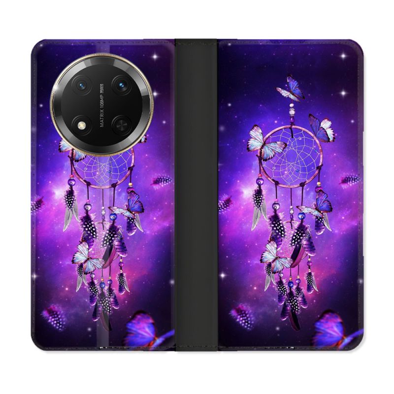 Housse cuir portefeuille Pour Honor Magic 7 Lite 5G Zen Attrape Reve Papillon