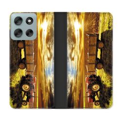 Housse cuir portefeuille Pour Motorola G56 5G Agriculture Tracteur Color