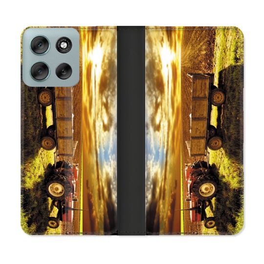 Housse cuir portefeuille Pour Motorola G56 5G Agriculture Tracteur Color