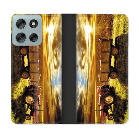 Housse cuir portefeuille Pour Motorola G56 5G Agriculture Tracteur Color