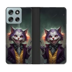 Housse cuir portefeuille Pour Motorola G56 5G Animal Chat Joker