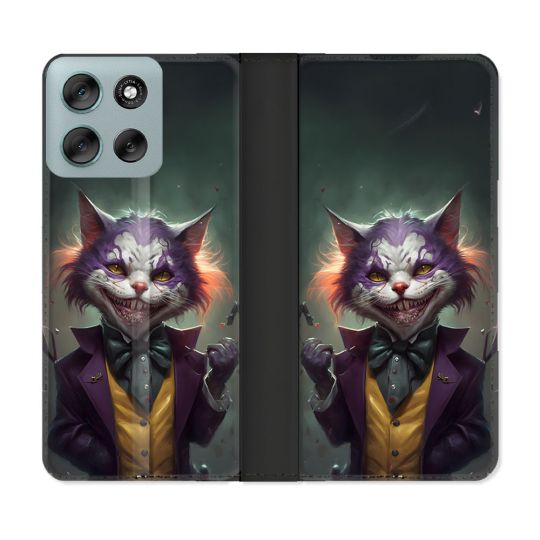 Housse cuir portefeuille Pour Motorola G56 5G Animal Chat Joker