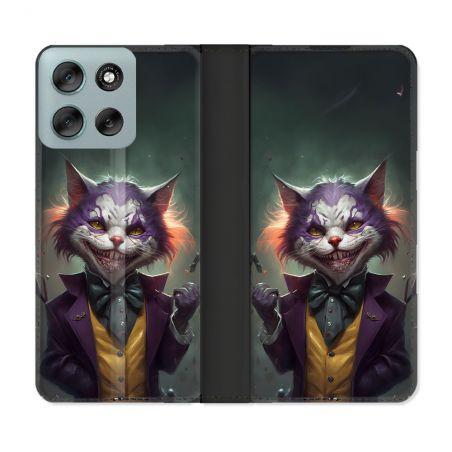 Housse cuir portefeuille Pour Motorola G56 5G Animal Chat Joker